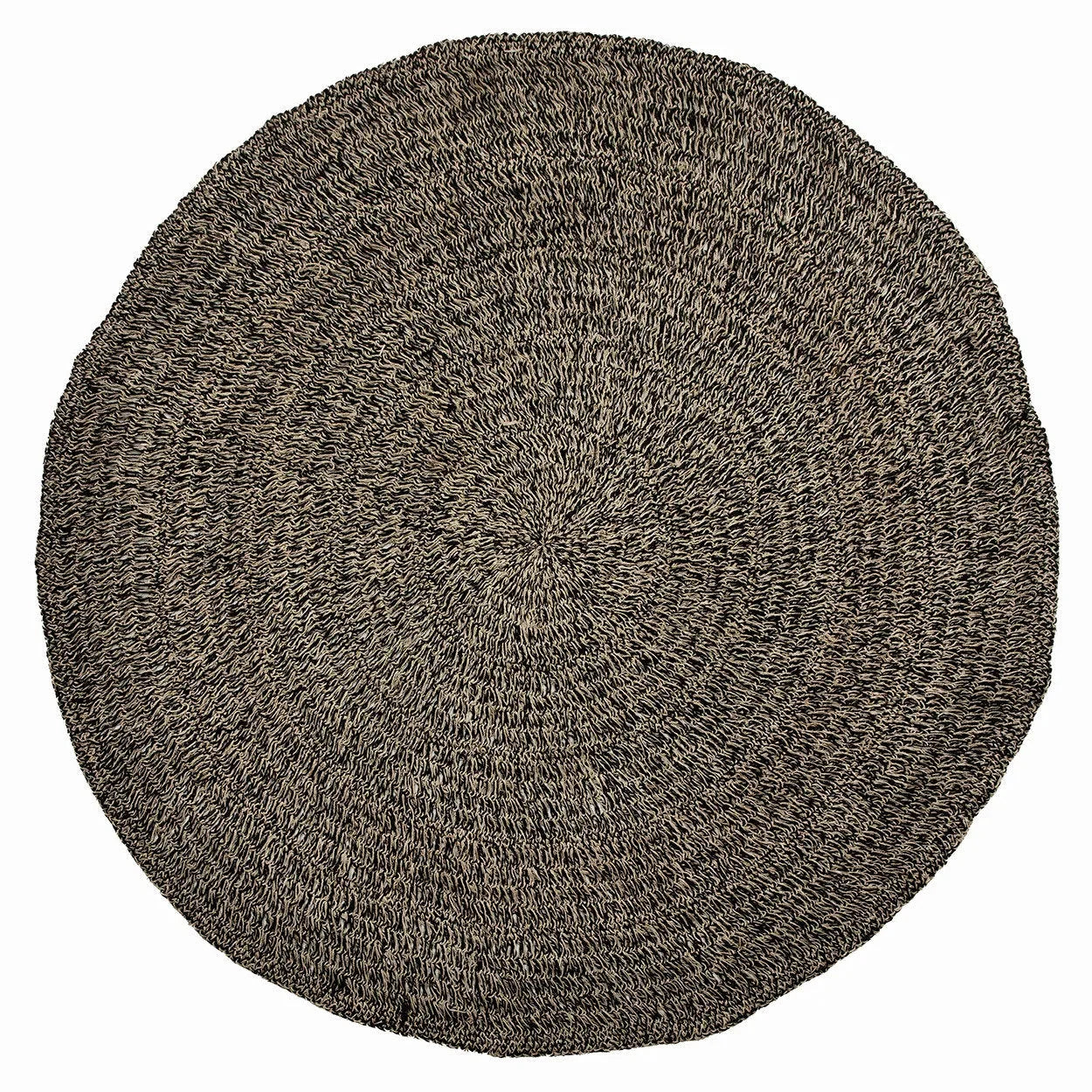 Tapis rond en herbe marine et raphia noir naturel Ø200 cm
