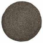 Tapis rond en herbe marine et raphia noir naturel, diamètre 200 cm