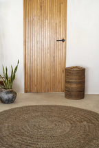 Tapis rond en herbiers marins naturel 150 cm style bohème pour la décoration intérieure