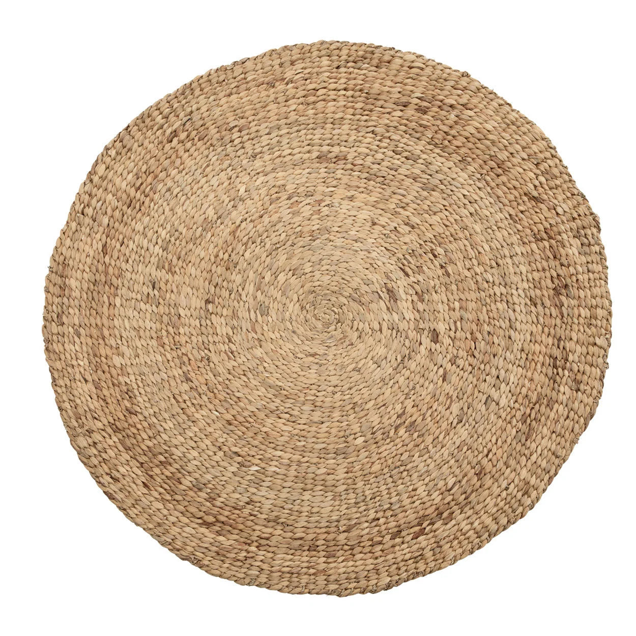 Tapis rond en jacinthe d’eau naturel de 150 cm style bohème avec tressage rond