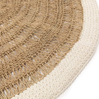 Tapis rond en jonc de mer et coton 100 cm blanc naturel