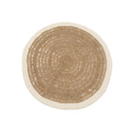 Tapis rond en jonc de mer et coton avec bord blanc naturel 100 cm