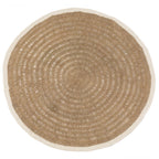 Tapis rond en jonc de mer et coton blanc naturel avec bord léger 150 cm