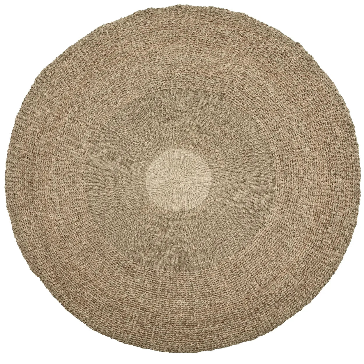 Tapis rond en jonc de mer naturel 200 cm avec bandes de couleurs concentriques
