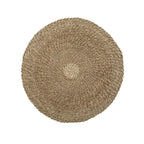 Tapis rond en jonc de mer naturel 90 cm style bohème, placemat tissé rond