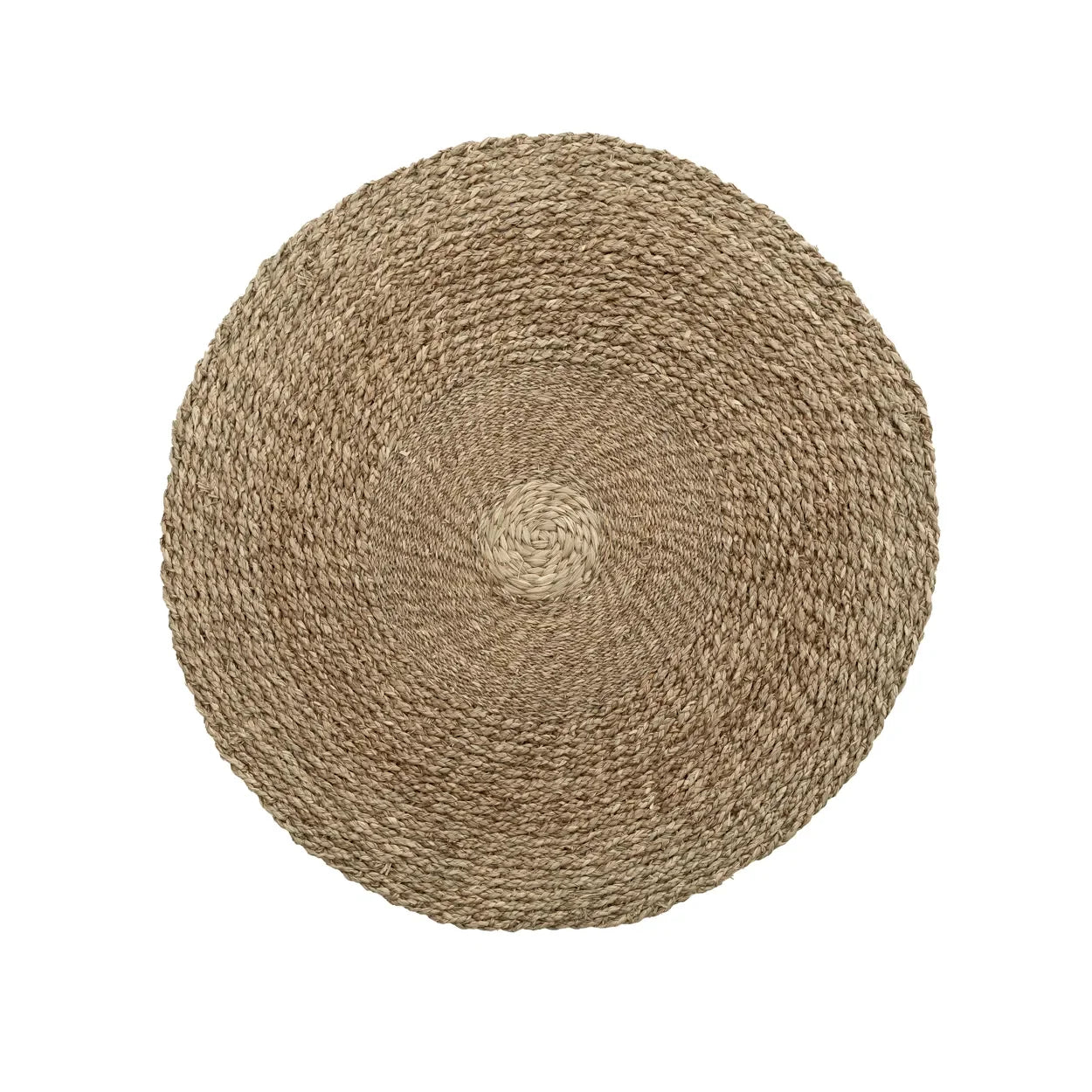 Tapis rond en jonc de mer naturel 90 cm style bohème, placemat tissé rond