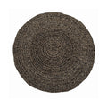 Tapis rond en jonc de mer noir 150 cm avec placemat tressé brun foncé