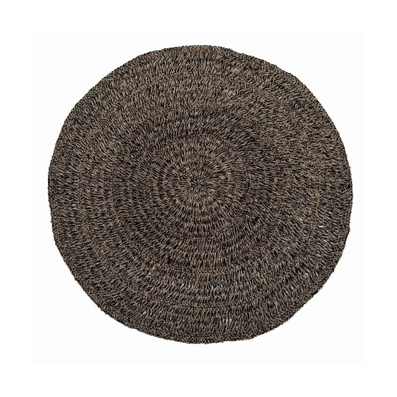 Tapis rond en jonc de mer noir 150 cm