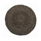 Tapis rond en jonc de mer noir de 150 cm pour salon ou chambre