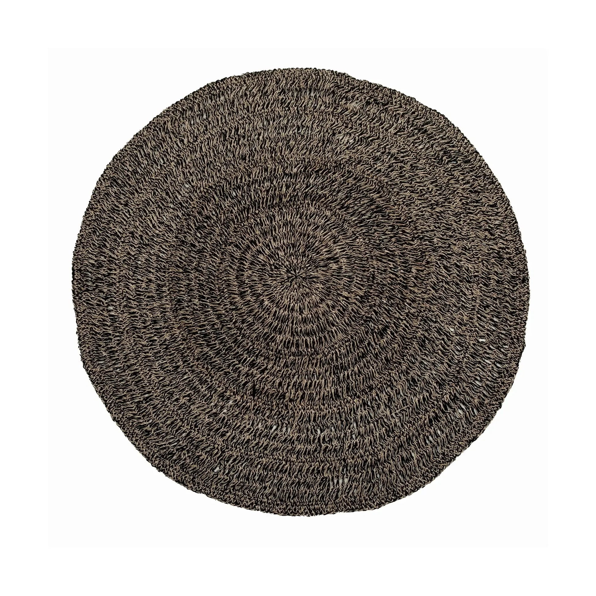 Tapis rond en jonc de mer noir de 150 cm pour salon ou chambre