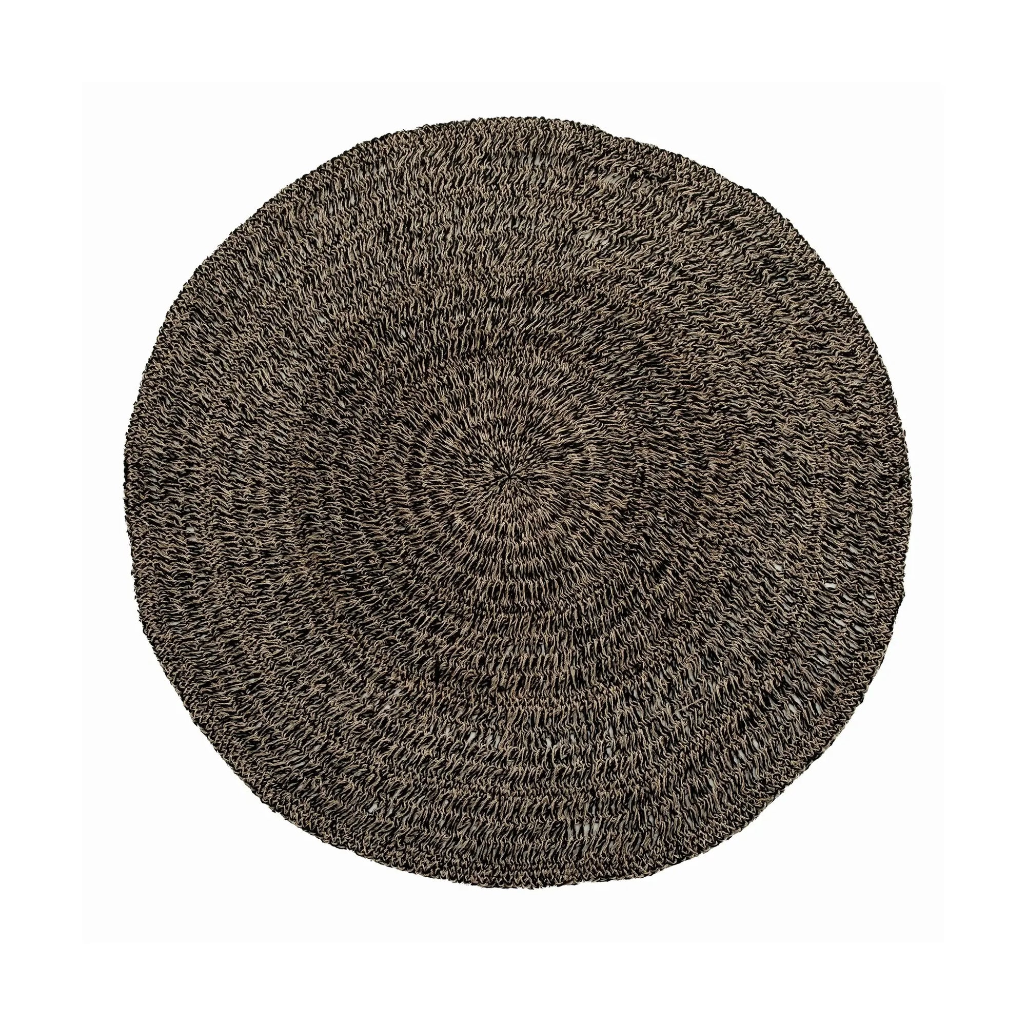 Tapis rond en jonc de mer noir de 150 cm pour salon ou chambre