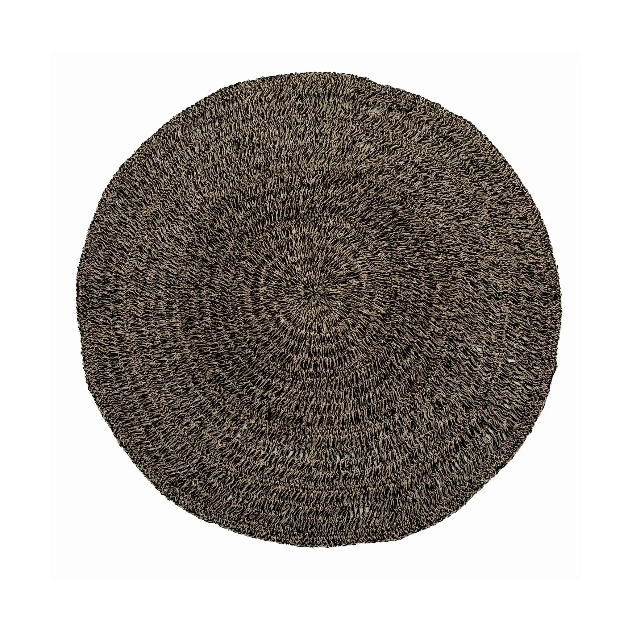 Tapis rond en jonc de mer noir de 150 cm pour salon ou chambre