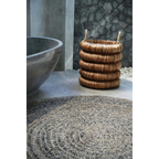 Panier rond en jonc de mer noir de 150 cm avec deux petites poignées