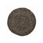 Tapis rond en jonc de mer et raphia noir naturel 100 cm