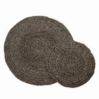 Tapis rond en jonc de mer et raphia noir naturel 100 cm