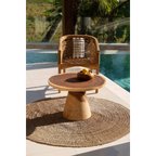 Table basse ronde en jonc de mer tressé avec base conique, diamètre 200 cm