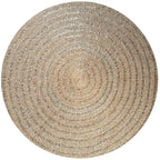 Tapis rond en jonc de mer tressé avec motif cercles naturels, diamètre 200 cm
