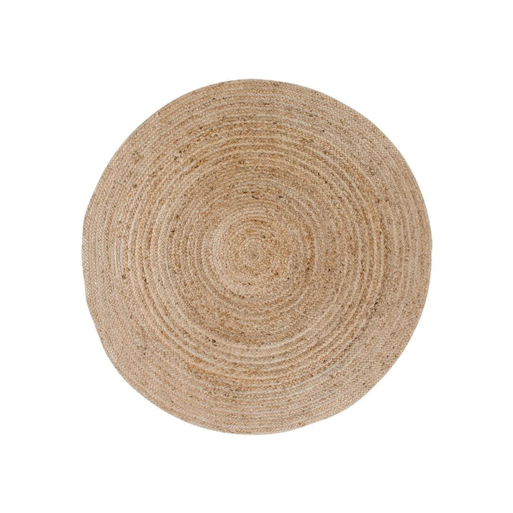 Tapis rond en jute naturelle tressée beige Ø90 cm motifs circulaires