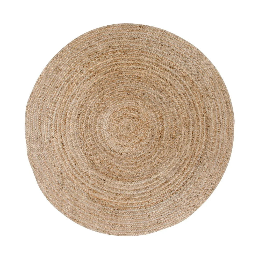 Tapis rond en jute tressée avec motif concentrique, diamètre 150 cm