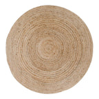 Tapis rond en jute tressé beige naturel, motifs circulaires concentriques, Ø180 cm