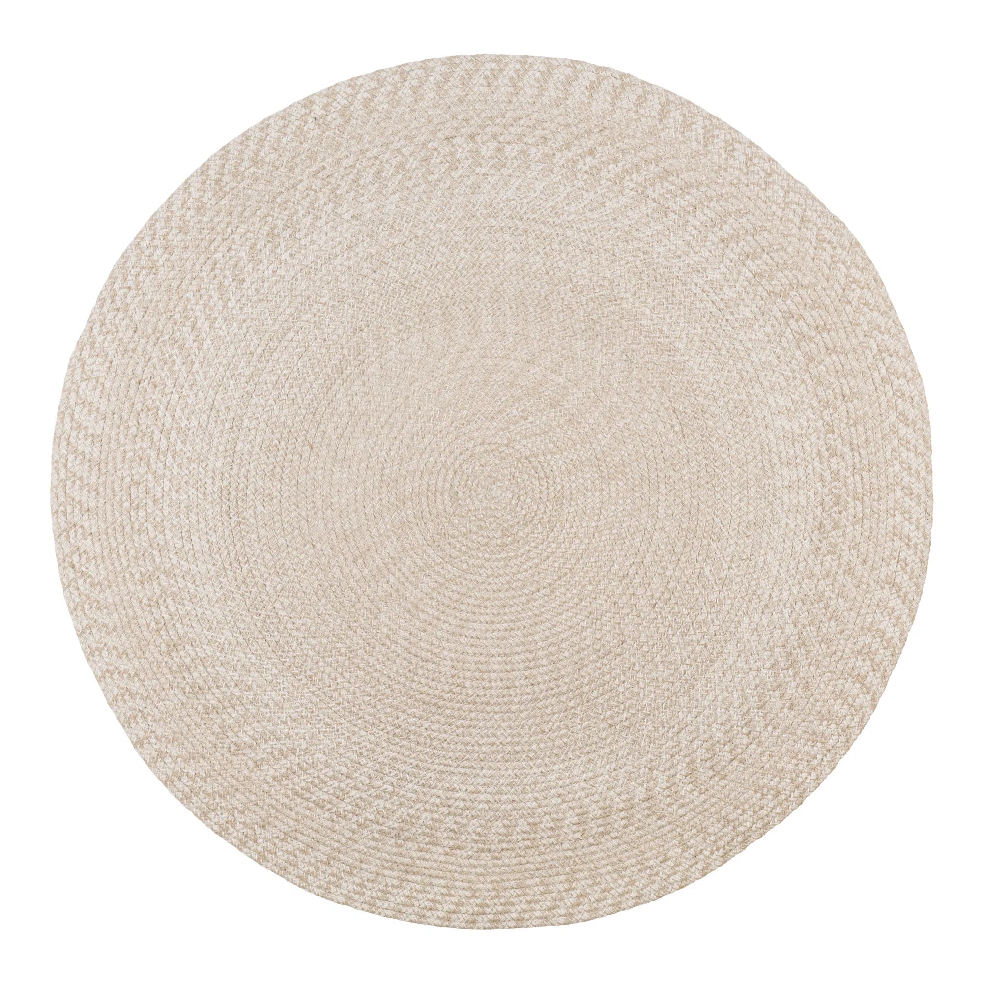 Tapis rond en matière recyclé sable tressage spirale – Ø180 cm