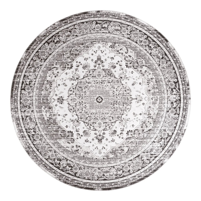 Tapis rond persan noir et blanc Ø200 cm
