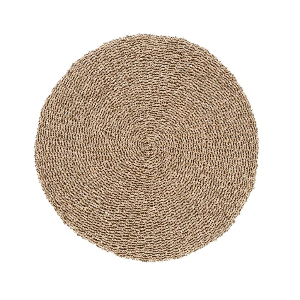 Tapis rond en sisal tressé beige naturel, Ø100 cm, motif spiralé texturé
