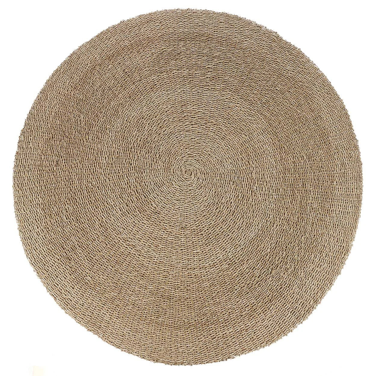 Tapis rond en sisal tressé motif spiralé beige naturel – Ø200 cm
