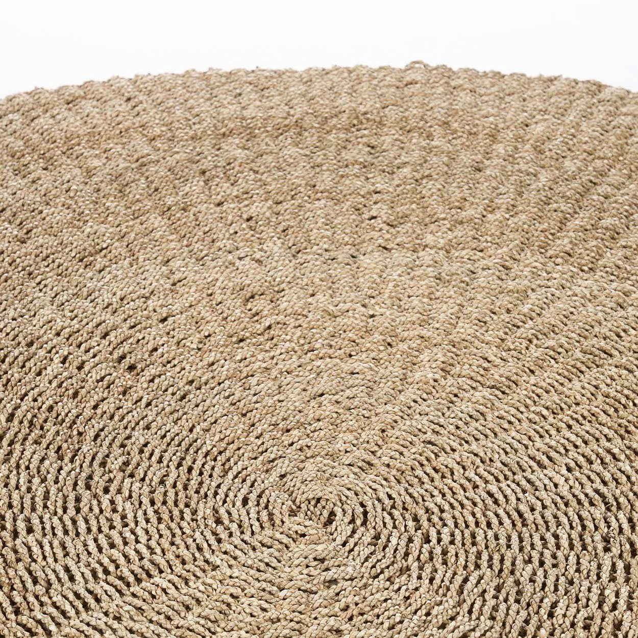 Tapis rond en sisal tressé avec motif spiralé beige naturel de 200 cm de diamètre
