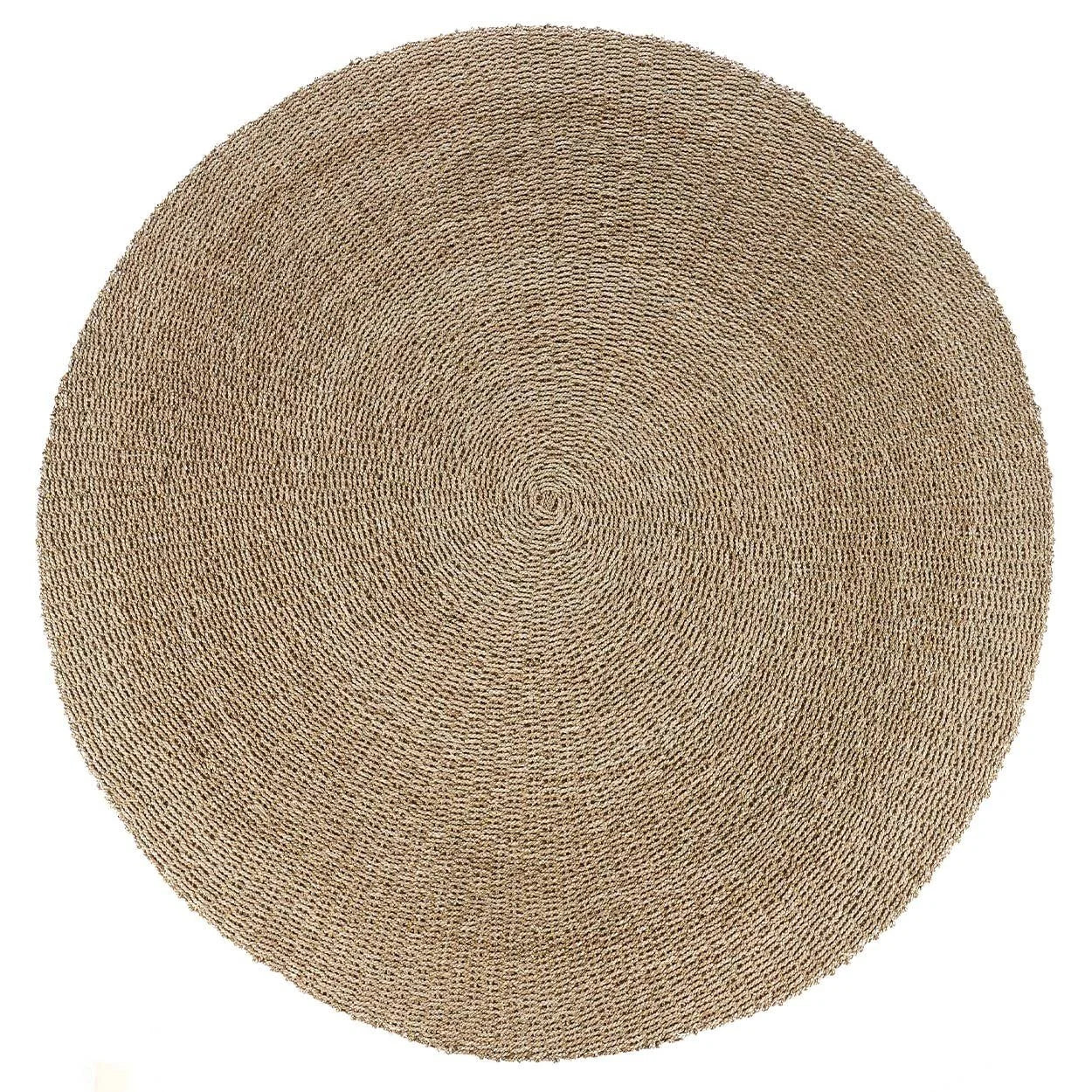 Tapis rond en sisal tressé motif spiralé beige naturel Ø200 cm