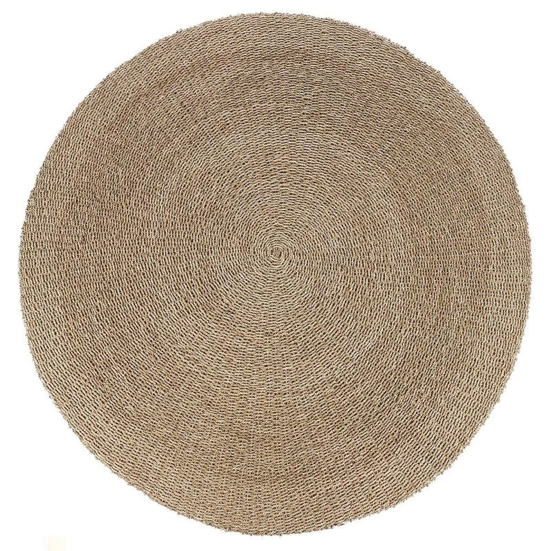 Tapis rond en sisal tressé motif spiralé beige naturel – Ø200 cm