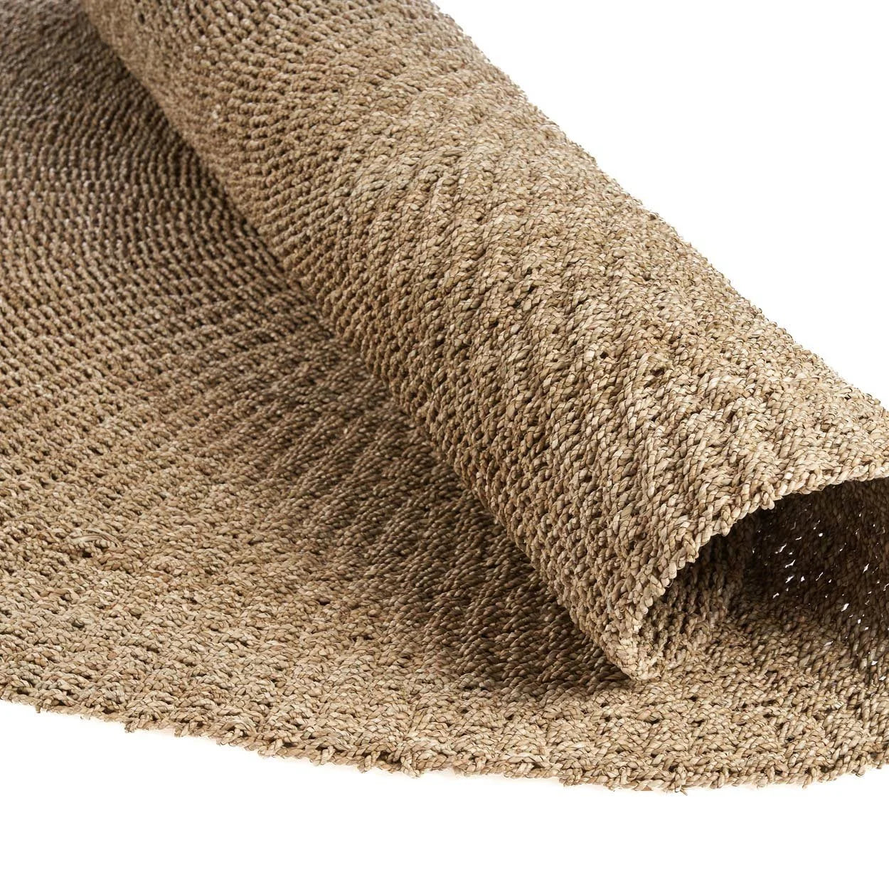 Tapis rond en sisal tressé motif spiralé beige naturel de 200 cm