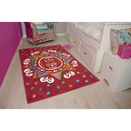 Tapis rectangulaire rouge vif avec motif coloré en forme de soleil pour Spirit Glowy AE 3145 Rot Mandala 110cm x 160cm