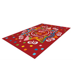 Tapis rectangulaire vibrant Spirit Glowy AE 3145 Rot Mandala avec motif étoile et cercles