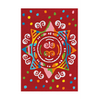 Sole stylisé coloré avec visage et points sur fond rouge pour Spirit Glowy AE 3145 Rot Mandala