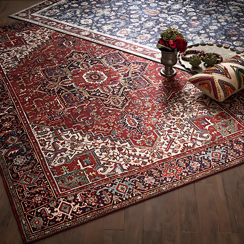 Vue aérienne du tapis rouge oriental.