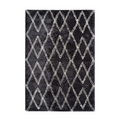 Tapis shaggy rectangulaire anthracite avec motif losange écru 160x230 cm