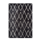 Tapis shaggy rectangulaire anthracite avec motif losange écru 160x230 cm