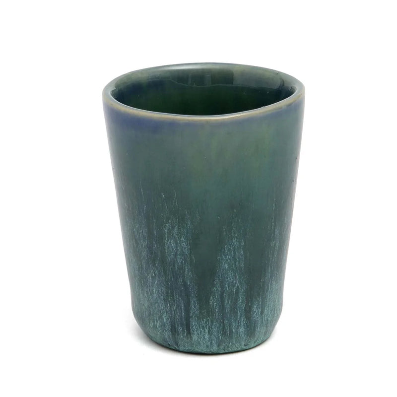 Tasse expresso en grès émaillé bleu aqua fait main