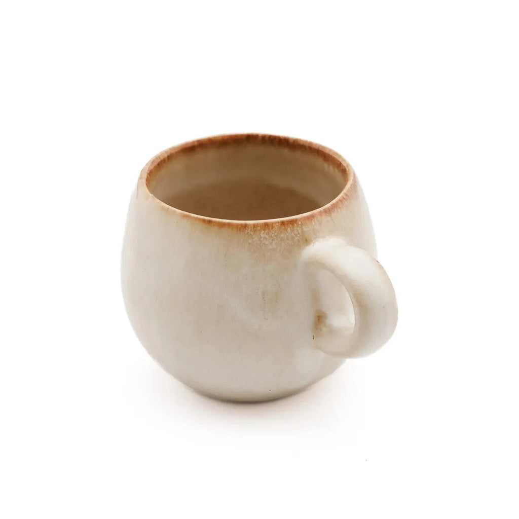 Tasse à espresso en céramique beige à bord doré, lot de 6
