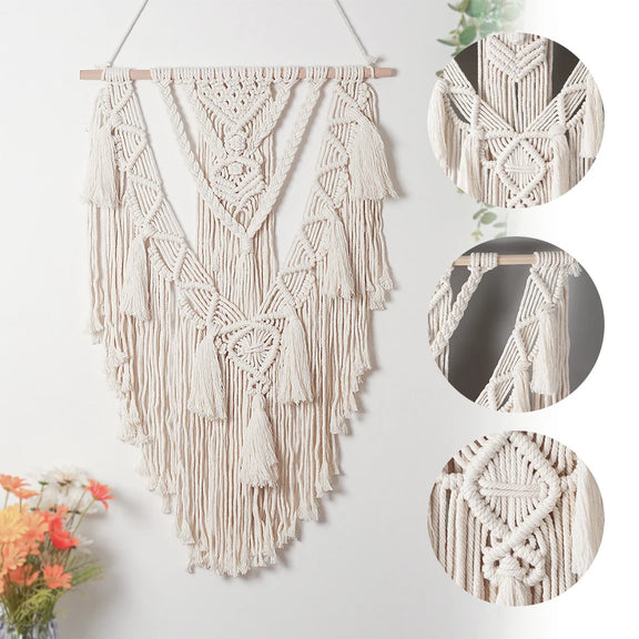 Tenture murale bohème en macramé détails