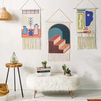 Tenture murale boho avec franges en situation