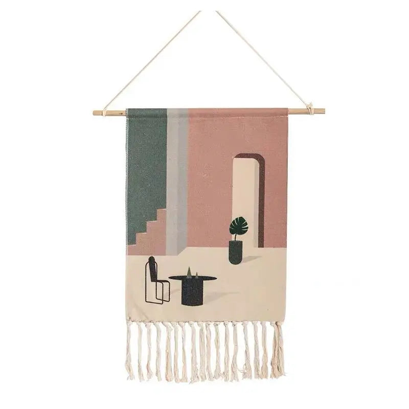 Tenture murale boho avec franges variante 5