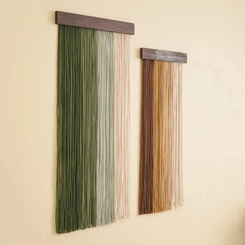 Tenture murale design vert et orange gros plan