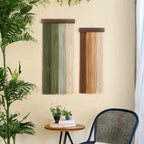 Tenture murale design vert et orange en situation