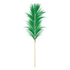 Tige déco plume verte émeraude sur tige bambou H190 cm