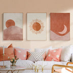 Toile croissant de lune minimaliste terracotta