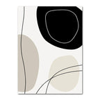 Impression d’art abstrait minimaliste noir et beige sur fond blanc rectangulaire