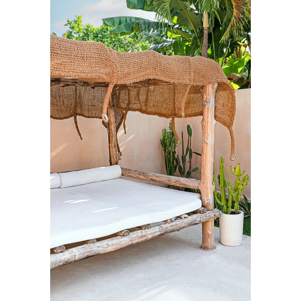 Toile d’ombrage rectangulaire en fibre de coco tressée & anneaux – 400x300 cm