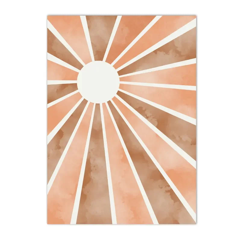 Design abstrait en forme d éclat de soleil pour Toile graphique soleil sur fond marbré ocre